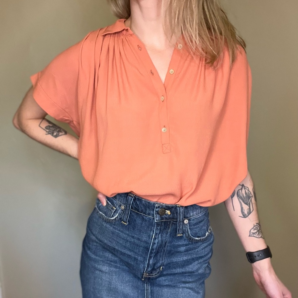 Madewell central drapey top peach